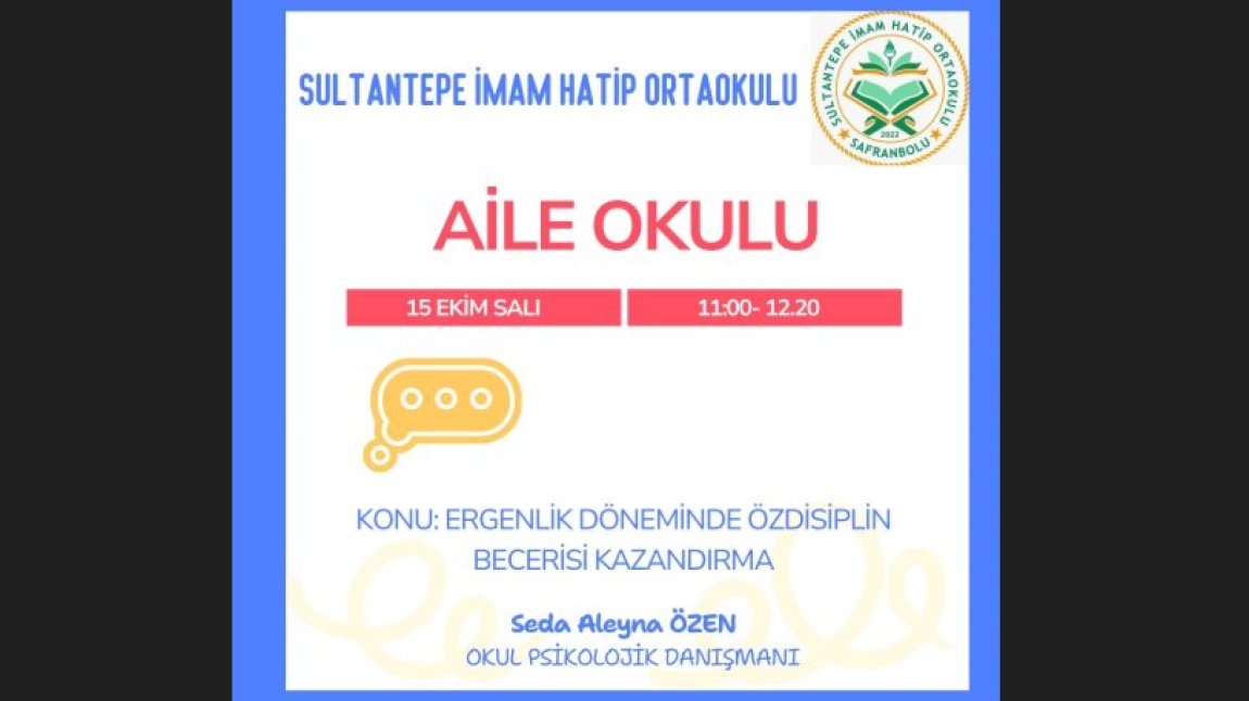 OKUL REHBERLİK SERVİSİ TARAFINDAN ÖZ DİSİPLİN VELİ SEMİNERİ DÜZENLENDİ.